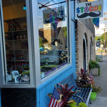 The Stache - a bench in front of a store - Ice Cream & Frozen Yogurt Near Me - Fayetteville, West Virginia