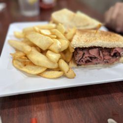 Kara's Korner - Pastrami sandwich and fries