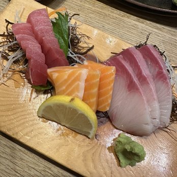 Chiba-Ken Restaurant - 3 Kinds of Sashimi (already eat one tuna) - Sushi Bars Near Me - Honolulu, Hawaii