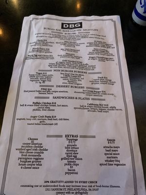 Menu photo 2 DBG Philadelphia, PA