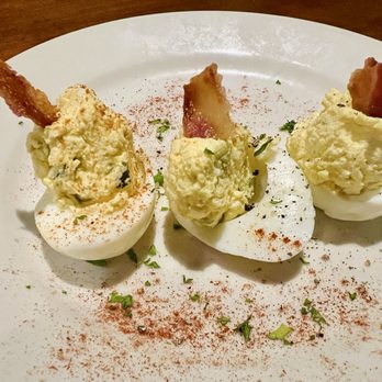 J. Alexander's Restaurant - Deviled eggs with candied bacon - New American Near Me - Houston, Texas J. Alexander's Restaurant - Deviled eggs with candied bacon - New American Near Me - Houston, Texas