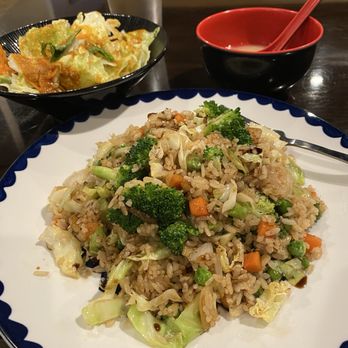Take Maru Sushi - Vegetable Fried Rice (ordered without eggs) and green salad with ginger dressing and miso soup. - Sushi Bars Near Me - Auburn, California Take Maru Sushi - Vegetable Fried Rice (ordered without eggs) and green salad with ginger dressing and miso soup. - Sushi Bars Near Me - Auburn, California