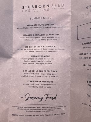 Menu photo 1 Stubborn Seed Las Vegas, NV
