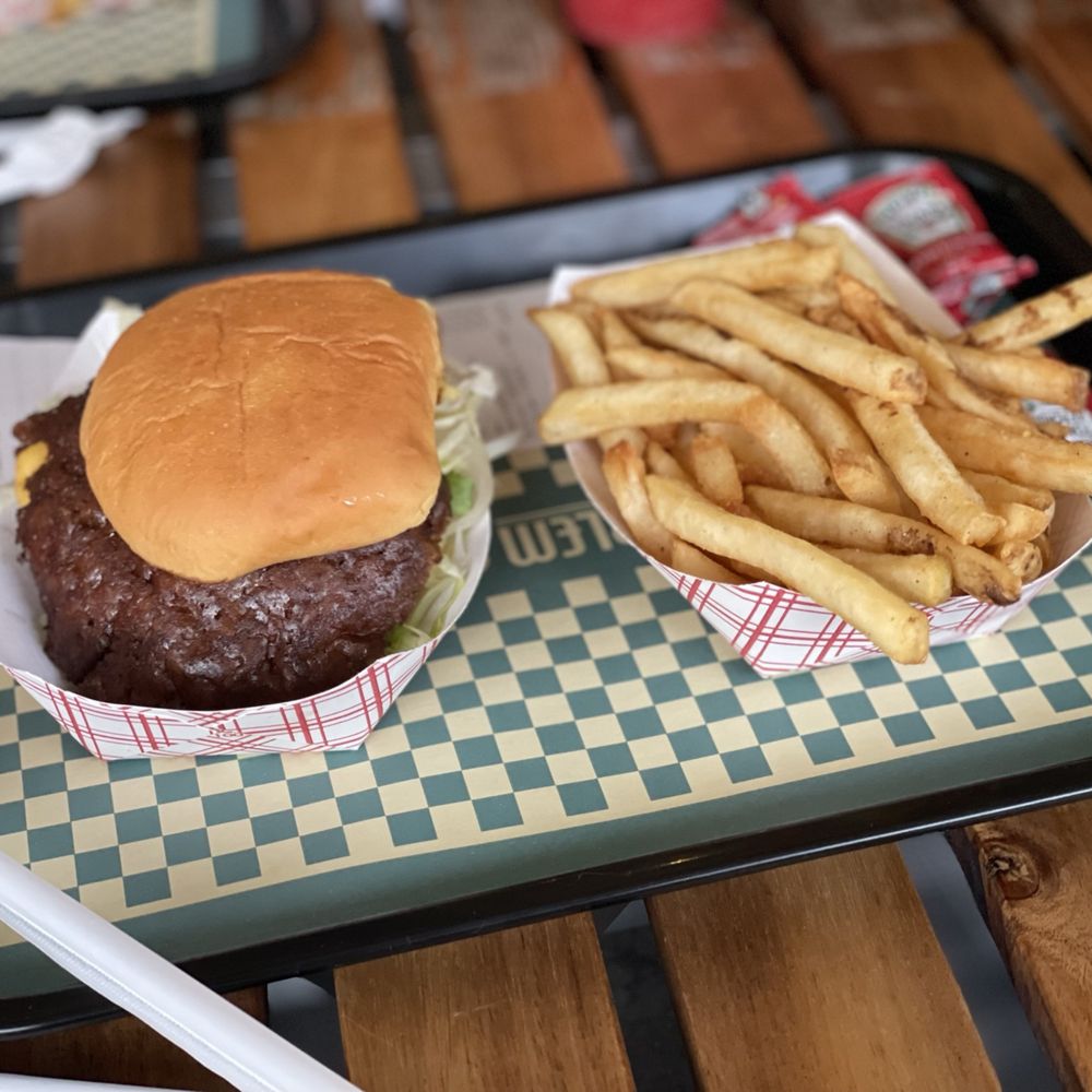 Harlem Shake - a burger and fries on a tray - American Near Me - New York, New York