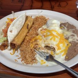 Gonzalez Mexican Restaurant - Pick Three: chicken soft taco, flauta, and chicken enchilada. Includes rice and beans.
