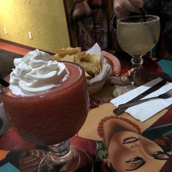 Los Corrales - Virgin strawberry daiquiri; tequila margarita with half lemon floater containing a liqueur like triple sec - Mexican Near Me - Show Low, Arizona