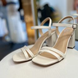 Vianneys Closet - Elevate your everyday style with the Xaviera Open Front White Chunky Heels.