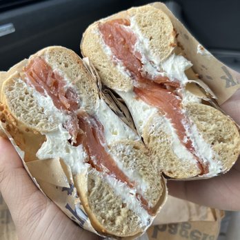 Boichik Bagels - Toasted Garlic Bagel with Plain Spread and Nova Lox - Bagels Near Me - Berkeley, California