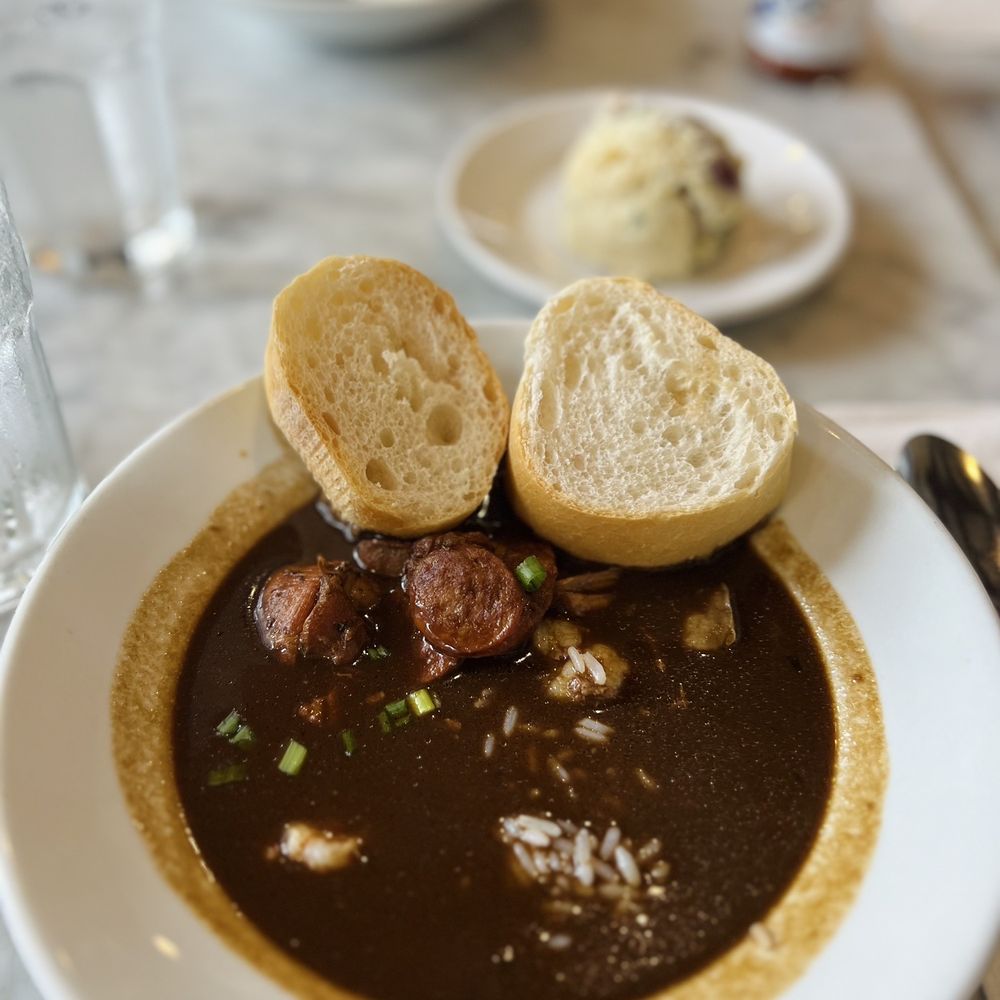 Stanley - Shrimp , Oyster , Andouille Sausage , and Chicken Gumbo - Breakfast & Brunch Near Me - New Orleans, Louisiana Stanley - Shrimp , Oyster , Andouille Sausage , and Chicken Gumbo - Breakfast & Brunch Near Me - New Orleans, Louisiana