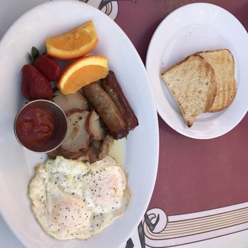 Carnation Cafe - Oscar's All American Breakfast w/sausage and sourdough bread - American Near Me - Anaheim, California Carnation Cafe - Oscar's All American Breakfast w/sausage and sourdough bread - American Near Me - Anaheim, California