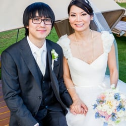 Capra & Cavelli - Custom three piece mid grey sharkskin suit created by Victor Celania for Bryan and his beautiful bride's wedding.