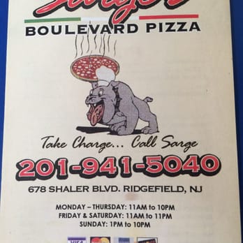 Sarge's Blvd Pizza - an advertisement for the restaurant - Pizza Near Me - Ridgefield, New Jersey Sarge's Blvd Pizza - an advertisement for the restaurant - Pizza Near Me - Ridgefield, New Jersey