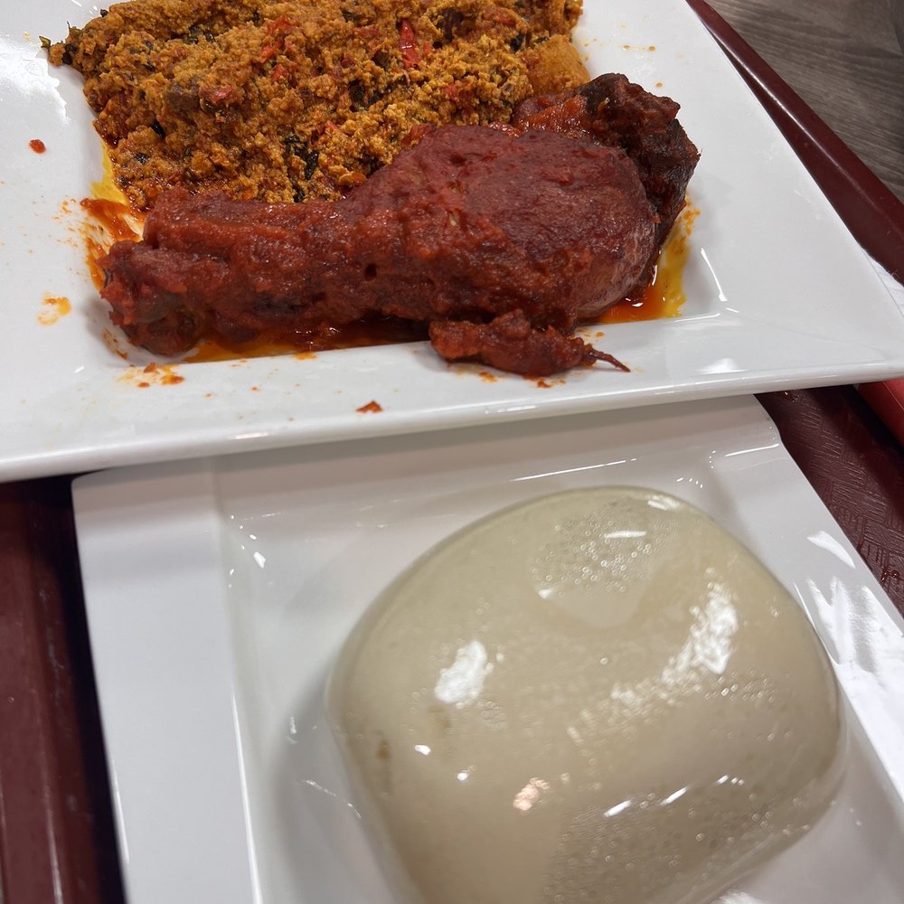 Egusi soup, chicken, beef and fufu Egusi soup, chicken, beef and fufu