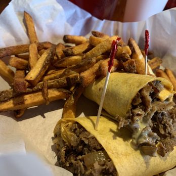 Kickback Jack's - Philly Wrap and fries (you can request for this to be served in a wrap) - Sports Bars Near Me - Greensboro, North Carolina
