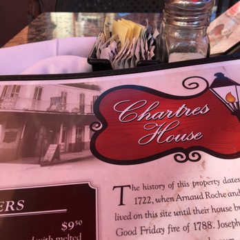 Chartres House - The top of the menu. - Beer Bar Near Me - New Orleans, Louisiana