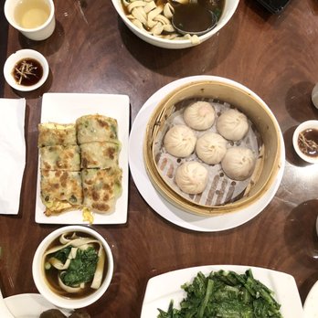 Joy Dumpling - Green onion pancake with egg and cheese + Beef noodle soup + XLB dumplings + Fried pea shoots with garlic - Chinese Near Me - Cupertino, California Joy Dumpling - Green onion pancake with egg and cheese + Beef noodle soup + XLB dumplings + Fried pea shoots with garlic - Chinese Near Me - Cupertino, California