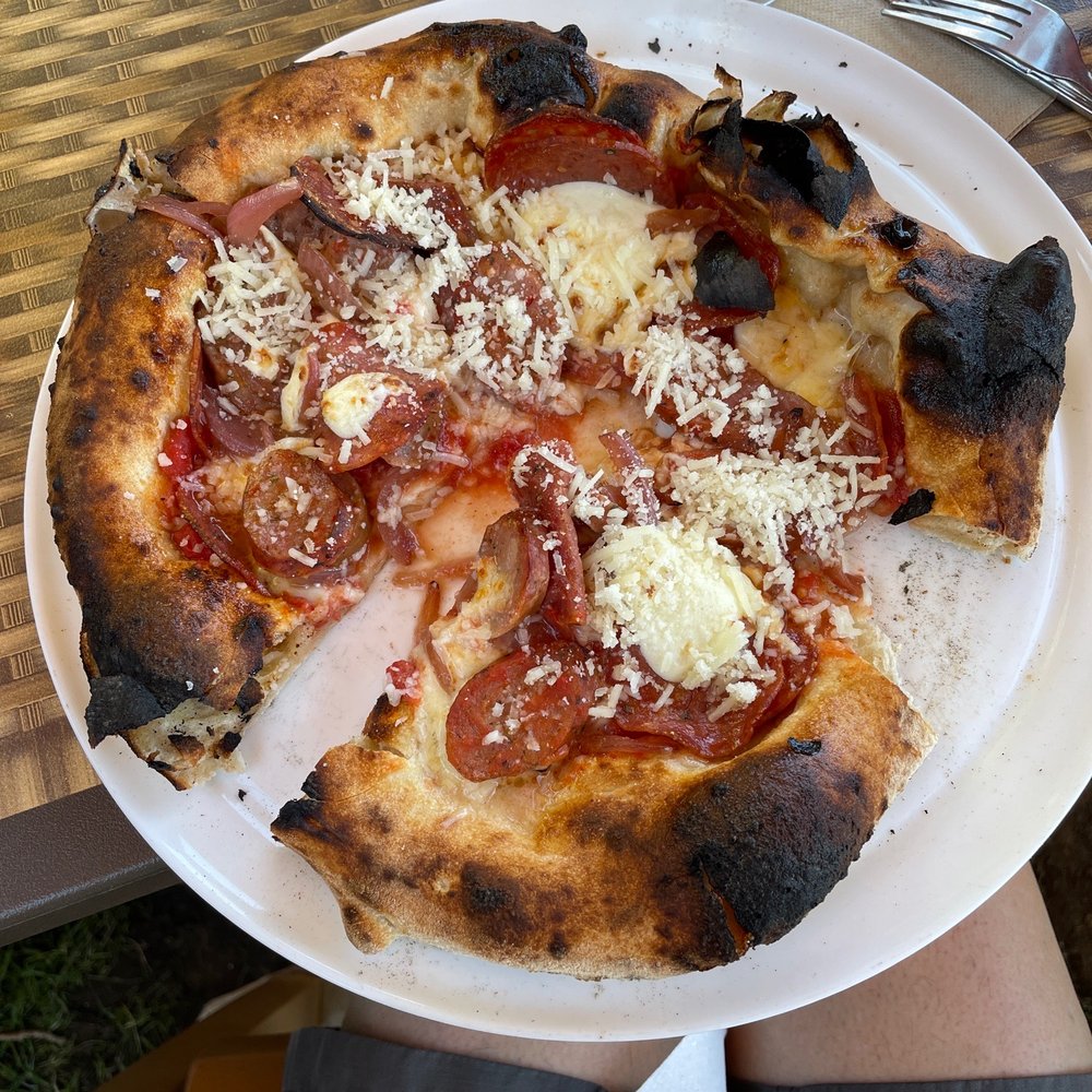 Alibi Wood Fire - Sausage pizza with added pepperoni - Pubs Near Me - Laramie, Wyoming Alibi Wood Fire - Sausage pizza with added pepperoni - Pubs Near Me - Laramie, Wyoming