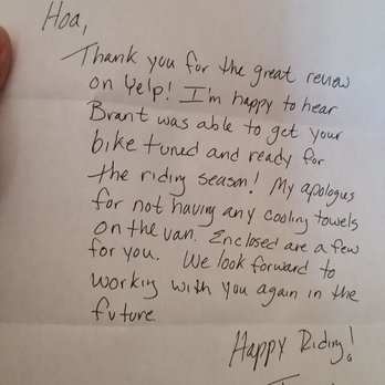 Velofix Minnesota - Nice letter from the owner Jason - Bike Repair/Maintenance Near Me