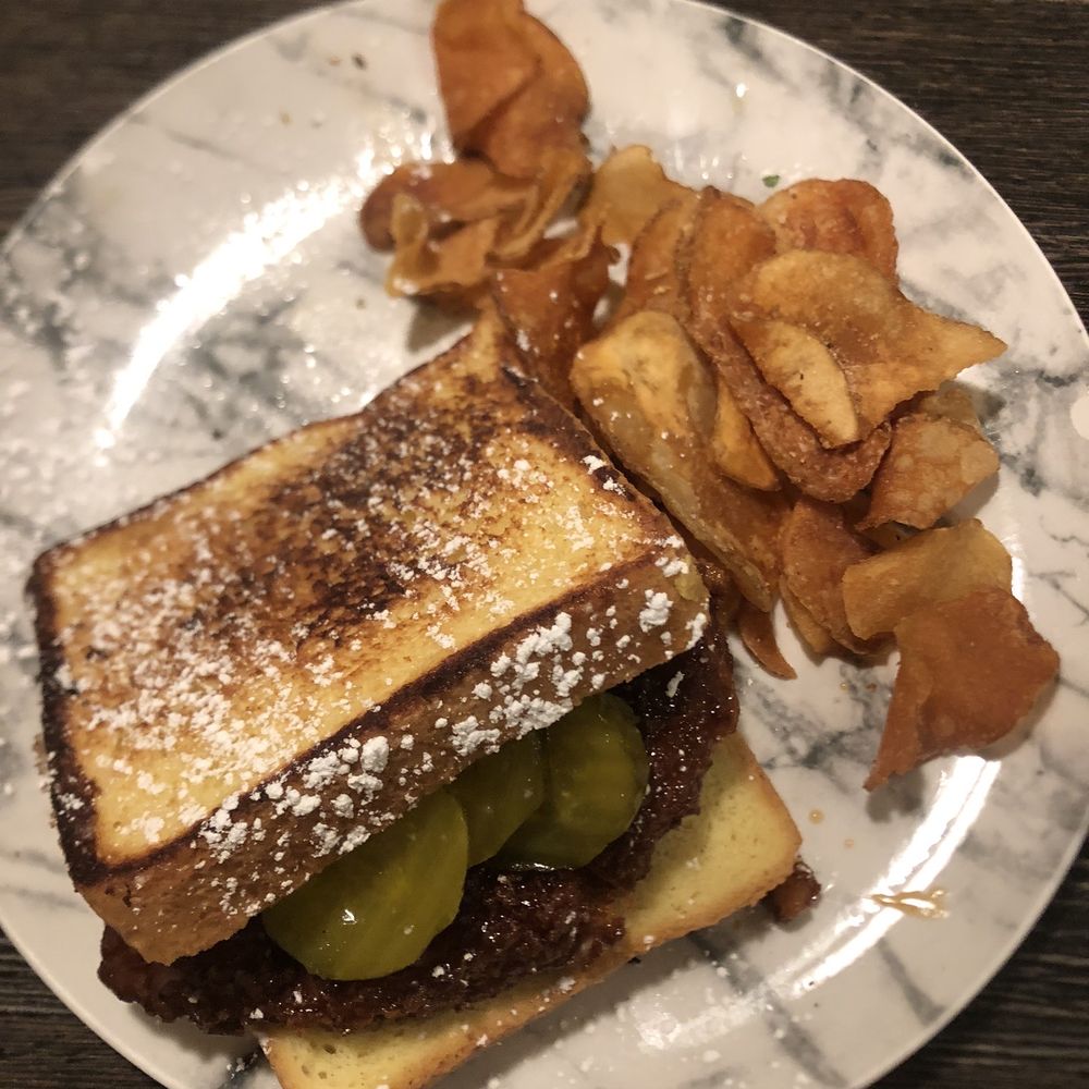 Karlton Cafe - French toast fried chicken sandwich with apricot chili sweet sauce & sweet pickles-seasonal special - New American Near Me - Quakertown, Pennsylvania Karlton Cafe - French toast fried chicken sandwich with apricot chili sweet sauce & sweet pickles-seasonal special - New American Near Me - Quakertown, Pennsylvania