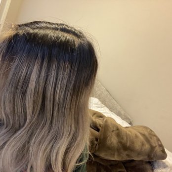 Urban Monk Salon - This is my before picture before sitting in Lien's chair! (unblended, hints of red, blonde is not even at all!) - Hair Salons Near Me - Elk Grove, California