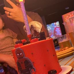 Custom Lego spider man/venom birthday cake