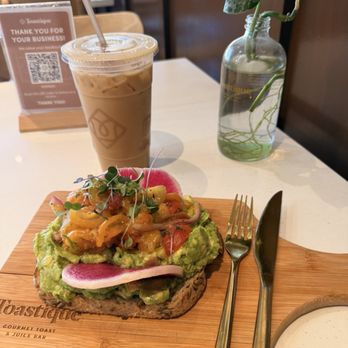 Toastique - Avocado smash with the iced pumpkin spice latte - Coffee & Tea Near Me - Chino Hills, California Toastique - Avocado smash with the iced pumpkin spice latte - Coffee & Tea Near Me - Chino Hills, California