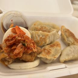 Bao kimchi and fried chicken and pork potstickers Bao kimchi and fried chicken and pork potstickers