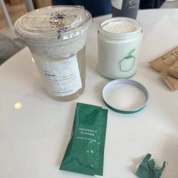 Tong Sui - Black sesame Coconut water and original T02 Signature Coconut Pudding - Glass Jar - Desserts Near Me - San Mateo, California Tong Sui - Black sesame Coconut water and original T02 Signature Coconut Pudding - Glass Jar - Desserts Near Me - San Mateo, California
