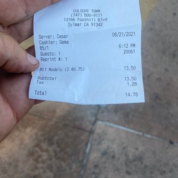 Culichi Town - Expensive beer and never got my food.  Bad service - Sushi Bars Near Me - Sylmar, California