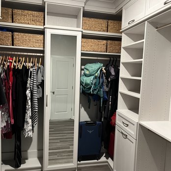 Closet Factory - The mirrored door and additional storage - Home Organization Near Me - Austin, Texas