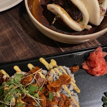 Modita - Bao Buns (4) and Hamachi Sushi Roll - Sushi Bars Near Me - Indianapolis, Indiana