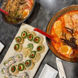 Shiromaru - Special California Roll, Las Vegas Roll, red tonkotsu, udon