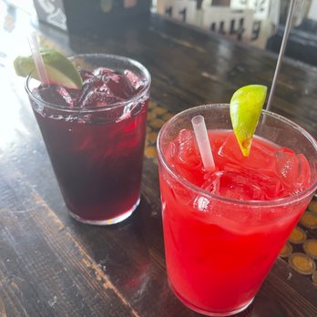 Cantina Barba - Watermelon (right) & Jamaica (hibiscus) (left) Aqua Fresca - Tacos Near Me - Houston, Texas Cantina Barba - Watermelon (right) & Jamaica (hibiscus) (left) Aqua Fresca - Tacos Near Me - Houston, Texas