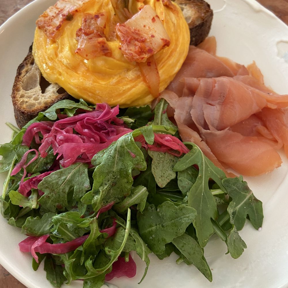 Good Thanks - Kimchi Scramble w/ Salmon - Australian Near Me - Brooklyn, New York Good Thanks - Kimchi Scramble w/ Salmon - Australian Near Me - Brooklyn, New York
