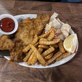 West Berlin - Schnitzel (chicken) with fries and potatoes salat - German Near Me - Anchorage, Alaska