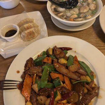 Bamboo Garden - Garlic sauce pork and Lobster sauce shrimp both with white rice - Chinese Near Me - Wimberley, Texas
