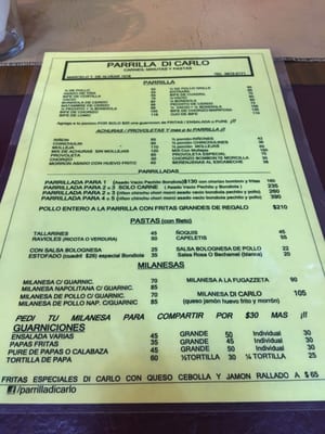 Menu photo 2 Parrilla Di Carlo Buenos Aires, C Menu photo 2 Parrilla Di Carlo Buenos Aires, C