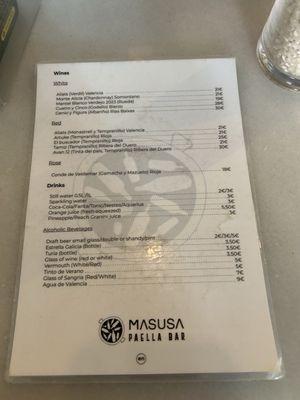 Menu photo 1 Masusa Paella Bar València, V Menu photo 1 Masusa Paella Bar València, V
