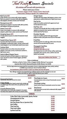 Menu photo 1 Thai Ruby The Villages, FL