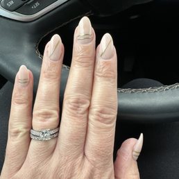 Tip with dip and hand painted design.