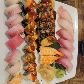 Sakura Sushi - Rainbow roll, shrimp lover, hollywood roll, ebi shrimp, hamachi, and snapper - Sushi Bars Near Me - Roseburg, Oregon