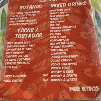 Perikitos Cantina Botanera - Menu - Tapas Bars Near Me - Eagle Pass, Texas