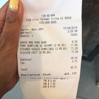 Tim Ho Wan - damage for 7 items.... - Dim Sum Near Me - Irvine, California Tim Ho Wan - damage for 7 items.... - Dim Sum Near Me - Irvine, California