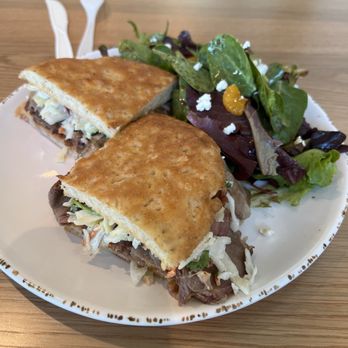 Urbane Cafe - BBQ Tri Tip with salad, blue cheese chunks, mandarins orange slices and  spinach and salad lettuce. Balsamic dressing. Pretty healthy stuff! - Salad Near Me - Long Beach, California