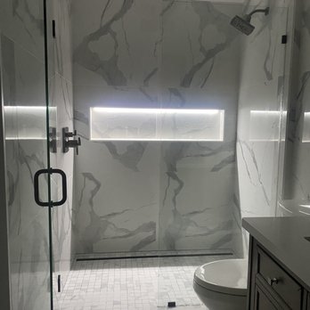 Mor Construction Inc - Jon's rain shower head, waterfall head and custom niche lighting. - General Contractors Near Me - Concord, California Mor Construction Inc - Jon's rain shower head, waterfall head and custom niche lighting. - General Contractors Near Me - Concord, California