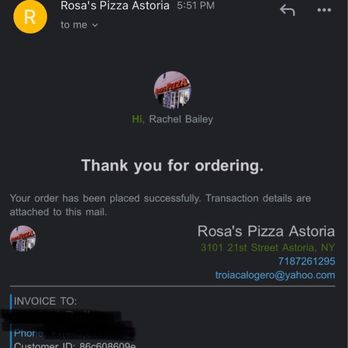 Rosa's Pizza - My order confirmation - Pizza Near Me - Astoria, New York Rosa's Pizza - My order confirmation - Pizza Near Me - Astoria, New York