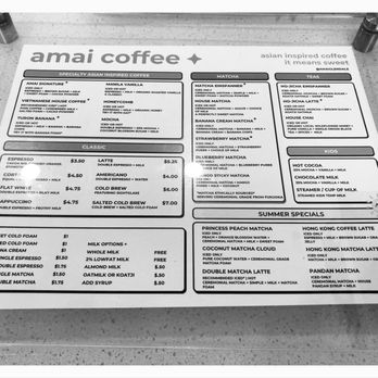 Amai - Menu. - Coffee & Tea Near Me - Glendale, California Amai - Menu. - Coffee & Tea Near Me - Glendale, California