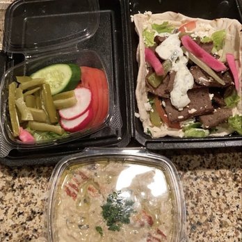 Med Cuisine - Lamb gyro, veggies, baba ganoush - Mediterranean Near Me - Tucson, Arizona