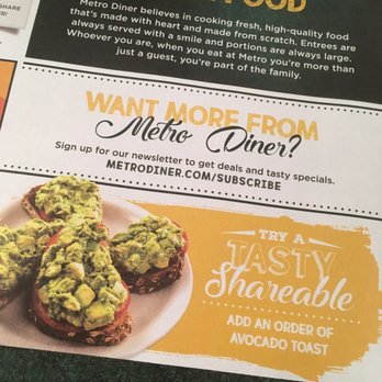 Metro Diner - They have avocado toast. - American Near Me - Fredericksburg, Virginia
