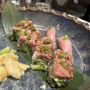Enso Sushi & Grill - Wagyu Beef Roll and hamachi nigiri - Sushi Bars Near Me - Englewood, Colorado Enso Sushi & Grill - Wagyu Beef Roll and hamachi nigiri - Sushi Bars Near Me - Englewood, Colorado
